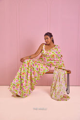 Sofia White Crepe Silk Saree